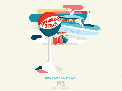 P is for Pensacola Beach alphabet beach florida illustration lettering logo ocean p sand type typography waves