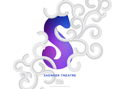 S is for Saenger Theatre alphabet filigree glow gradient illustration lettering s swirl theater theatre type typography