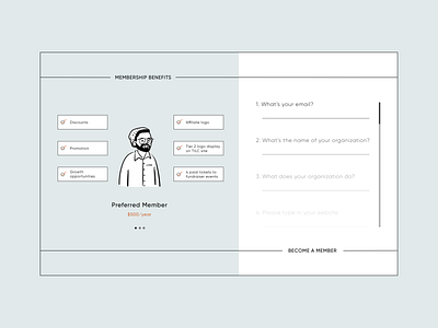 Membership Sign-up clean form illustration membership minimal retro signup ui