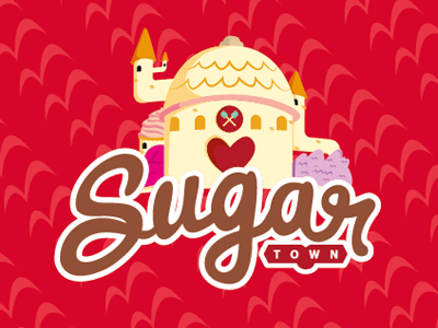 Sugar Town branding cakes castle cupcakes delivery food illustration logo