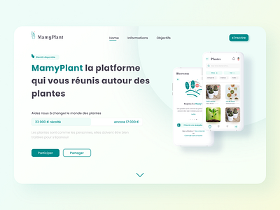 MamyPlant crowdfunding design flat landing page minimal plants ui ux web website