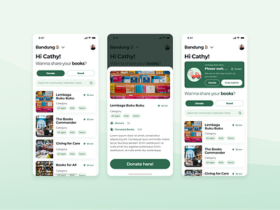 BagiBuku - Books Donation Mobile App app app design book book platform concept design interface design mobile app mobile app design mobile concept page design screen design typography ui ux