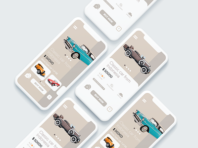 classic car mobile design app design illustration ui ux vector web website