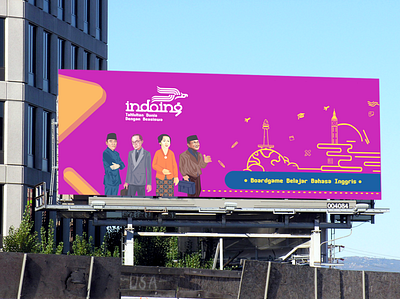 billboard of indoing boardgame branding design display illustration vector