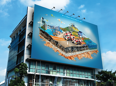 moto gp of digital imaging billboard branding design icon illustration