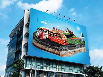 digital imaging of sumatera barat billboard branding design illustration vector