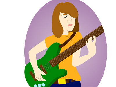 Lady guitarist illustration vector