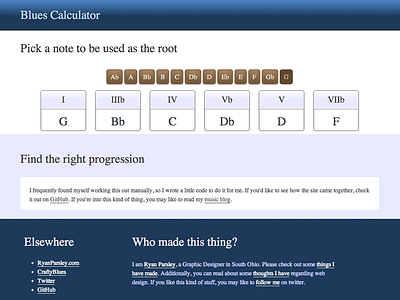 Blues Calculator Laptop Layout app interface music responsive