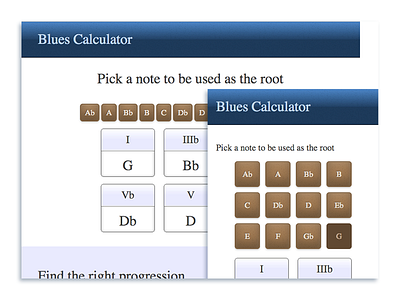 Blues Calculator Alternate Layouts interface music responsive