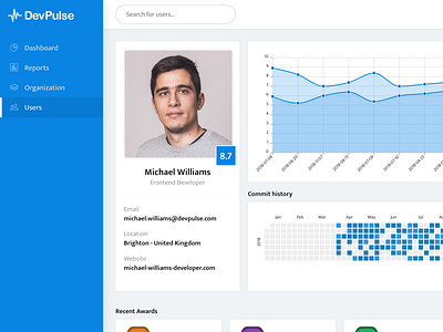 Dev Pulse dashboard dashboard ui profile ui