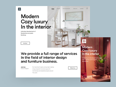 Dot works landing page architecture clean design designer desktop interaction interior interior design landing page minimal mobile typography ui uiux ux web