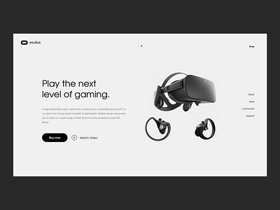 Oculus website - Exploration ar art clean game gaming gaming website gear landingpage menu minimal neat oculus oculus rift text type uidesign uiux vr website websites