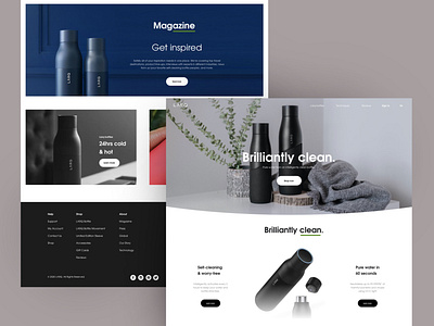 LARQ water bottle landing page exploration awesome bottle bright clean design landing page larq minimal new nice product product design product page thebest ui ux water waterbottle