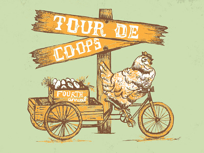 Chicken On A Bike bike chicken chicken coop custom type hand drawn hand lettering t shirt texture typography