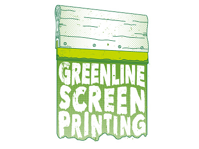 Greenline Squeegee custom type green greenline halftone illustration ink rachel bedel screen print texture typography