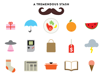 Stash icons colorful icons illustration moustache