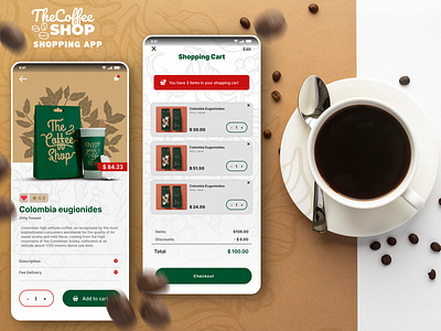 The Coffee Shop - Shopping App brand branding interface design logo ui ui design ux