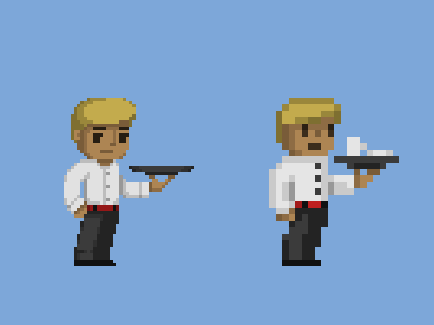 Pixel Waiter Comparison pixel art comparison 8-bit 16-bit video game game animated walk cycle