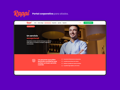 Rappi Aliados portal corporativo app art direction delivery app orange rappi ui ui design violet web design web ui