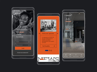 Design exercise app black minimalist orange ui user interface