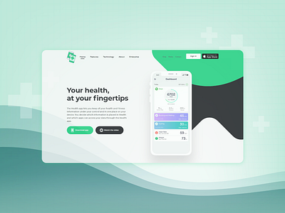 Health Tracker App branding dasboard design design app flat health app landing page ui web