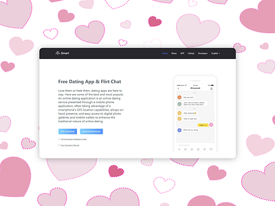 Landing page concept for a dating app branding dating app dating website design flat landing page ui web