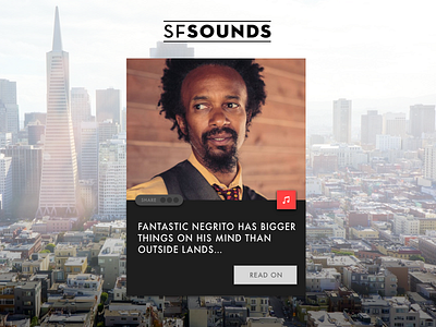 Card layout for news magazine site SFSOUND card flat visual language