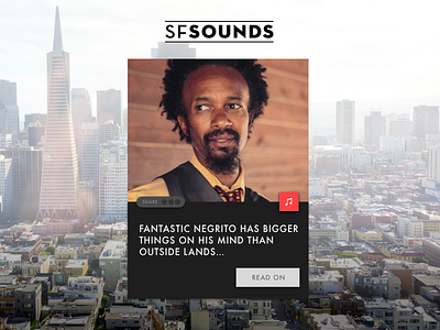 Card layout for news magazine site SFSOUND