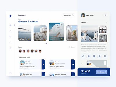 Travel app dashboard