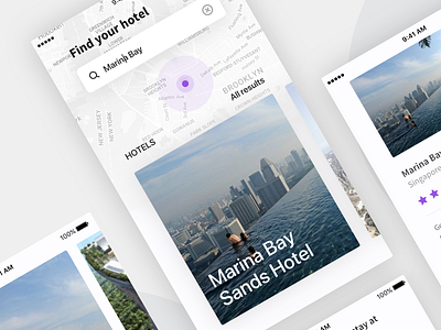 Hotel view original app cards hotel interface map search ui ux