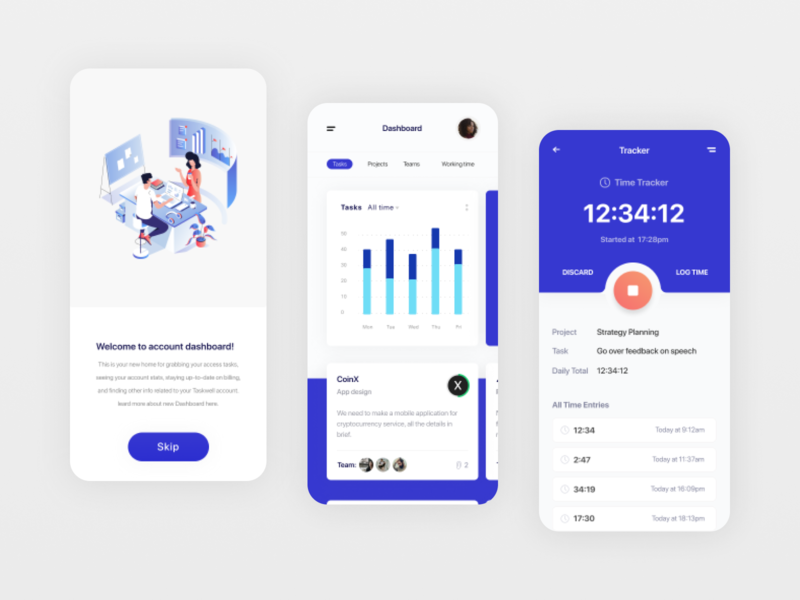 Taskwel mobile apps by Alexey Savitskiy for NORT on Dribbble