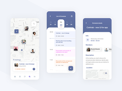 Calendar app app calendar dashboard interface map meeting mobile app ui ux
