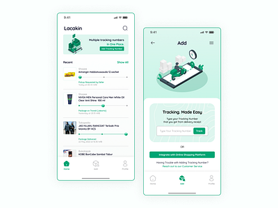 Lacakin - All in One Tracking App flat illustration lacak minimal mobile online shopping resi track ui ux vector