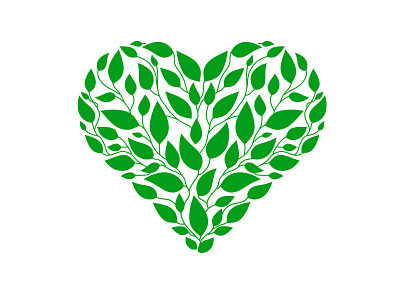 Heart Green Leaf logo branding design for sale green leaf heart illustration logo love vector
