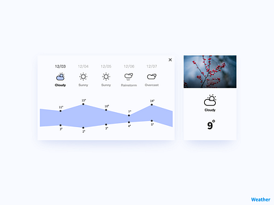 Weather card design flat icon interface ui ux web website
