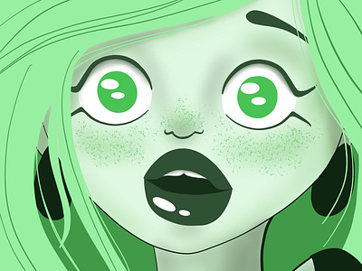 Little Green Monster Girl art digital illustration green illustration ipad painting procreate