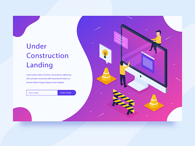 web landing page banner construction landing template website