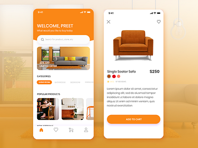 Furniture App Screens