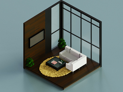 Office Waiting Room - Voxel Art