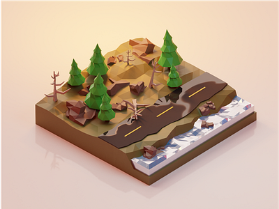 Nature Scene 3d art 3d ilustration blender blender 3d blender3d illustration isometric isometric art isometric illustration nature