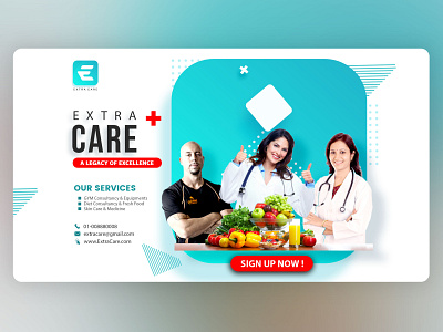 Extra Care Banner banner banner ad banner ads banner design branding design branding designer design doctor app medical app medical care medical design modern design poster poster design trending trendy ui