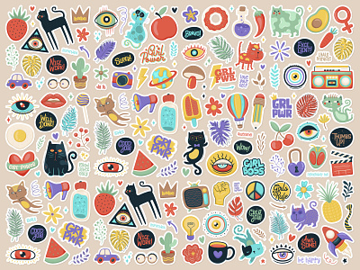 Cute Monster Stickers Hand Drawn Vector Collection