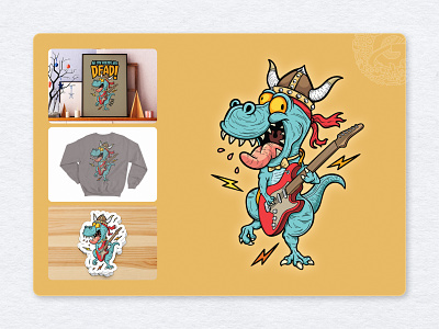 Dinosaurock Mascot Logo Design branding design dinosaurs doodle doodle art gohsantosa illustration rex shirt t rex t shirt design vector