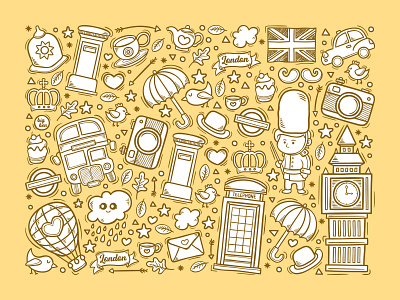 London Hand Drawn Doodle animation background design doodle doodle art england icon illustration logo london vector yellow