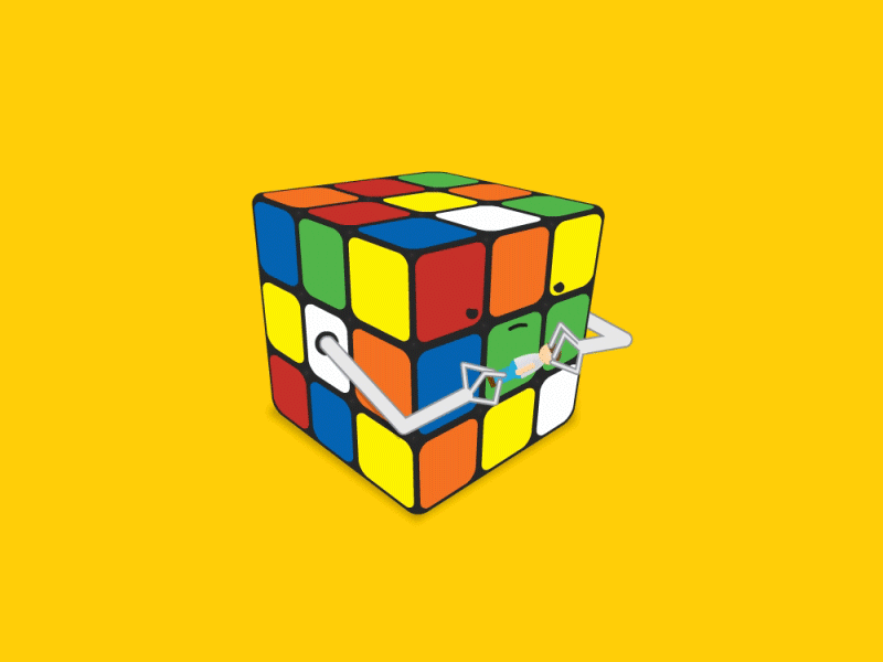 In a parallel universe after effects after effects animation animation cartoon character cube illustration illustrator loop rubik rubiks cube