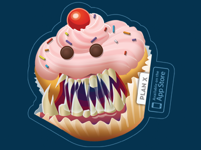 Sweet Tooth Sticker cupcake illustration monster sticker