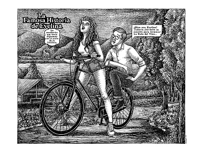 The girl on the bicycle bike blanckandwhite character art characterdesign comicart draw emiliano raspante illustration illustration art ink wash sketch