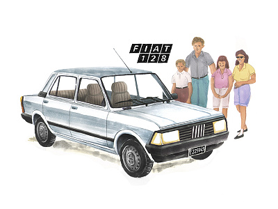 FIAT 128 Super Europa car colormarker comicart draw emiliano raspante fiat fiat 128 illustration illustration art