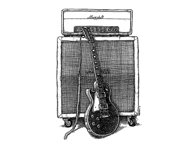 From the series of "anachronistic music" blanckandwhite character art characterdesign comicart draw guitar guitar pedals illustration illustration art ink wash marshall pen art