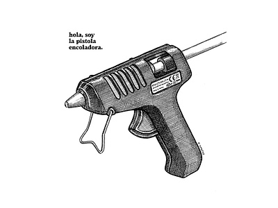 The gun that everything glued. blanckandwhite character art characterdesign comicart draw glue gun illustration illustration art ink wash pen art